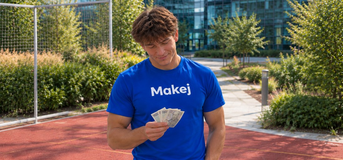 Makač s vydělanými penězi po odvedené práci