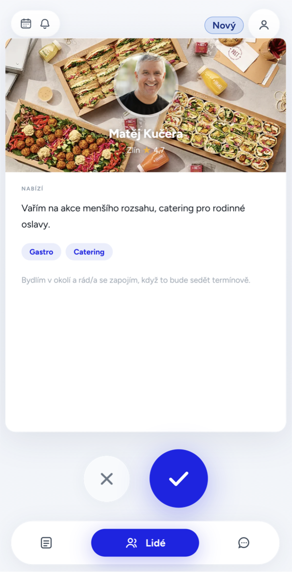 Swajpování karet lidí — Matěj Kučera
