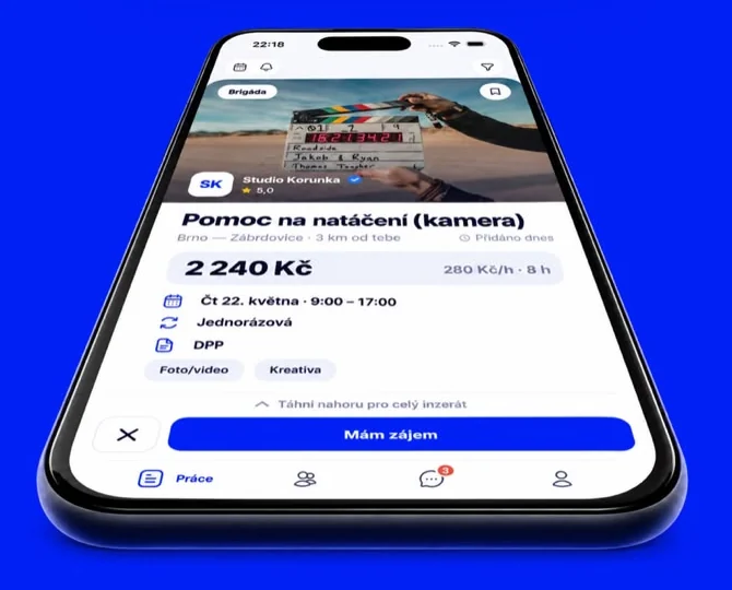 Inzerát na pomoc při natáčení v appce Makej